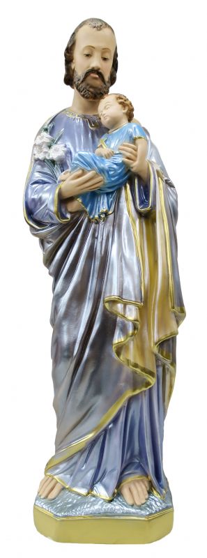 statua san giuseppe in gesso madreperlato dipinta a mano - 60 cm