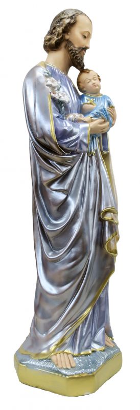statua san giuseppe in gesso madreperlato dipinta a mano - 60 cm