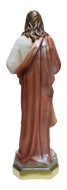 statua sacro cuore di gesù in gesso madreperlato dipinta a mano - 80 cm
