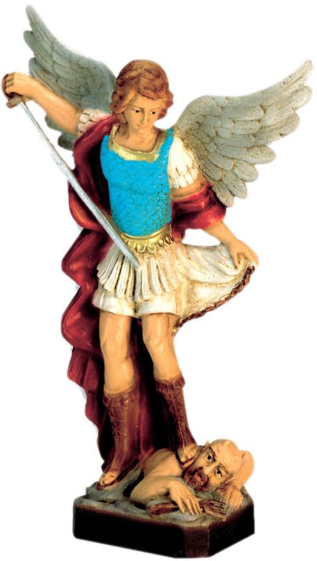 statua da esterno di san michele arcangelo, materiale infrangibile resistente per esterni, dipinta a mano, altezza 16 cm