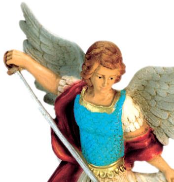 statua da esterno di san michele arcangelo, materiale infrangibile resistente per esterni, dipinta a mano, altezza 16 cm