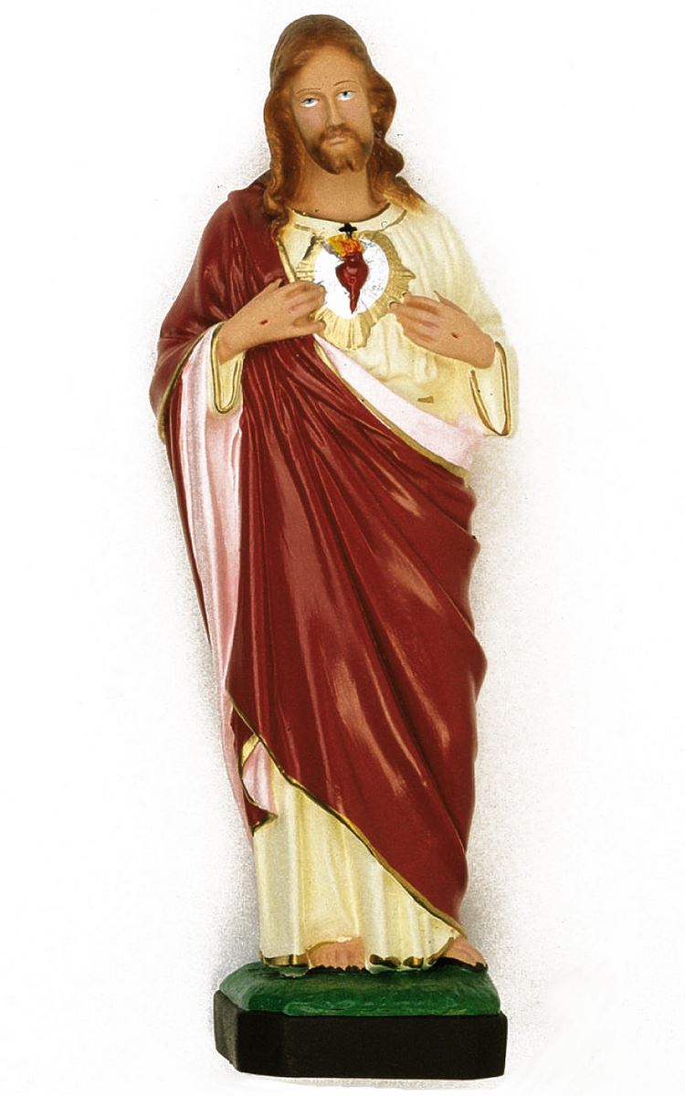 statua da esterno del sacro cuore di gesù in materiale infrangibile, dipinta a mano, da 130 cm