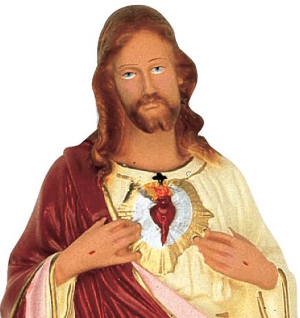 statua da esterno del sacro cuore di gesù in materiale infrangibile, dipinta a mano, da circa 16 cm