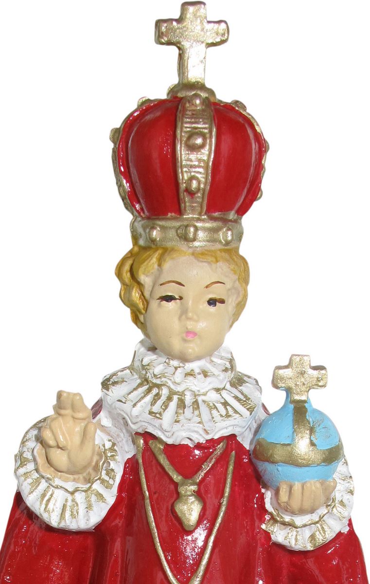 statua da esterno di gesù bambino di praga in materiale infrangibile, dipinta a mano, da circa 16 cm