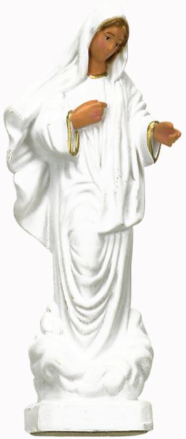 statua da esterno della madonna di medjugorje in materiale infrangibile, dipinta a mano, da circa 16 cm