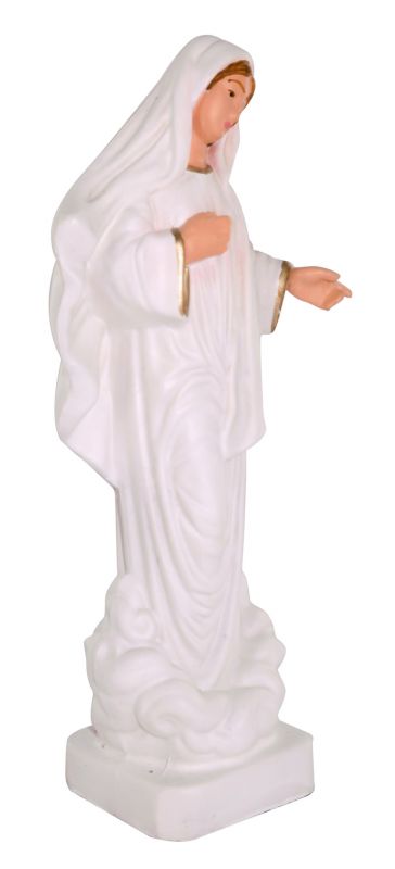 statua da esterno della madonna di medjugorje in materiale infrangibile, dipinta a mano, da circa 16 cm