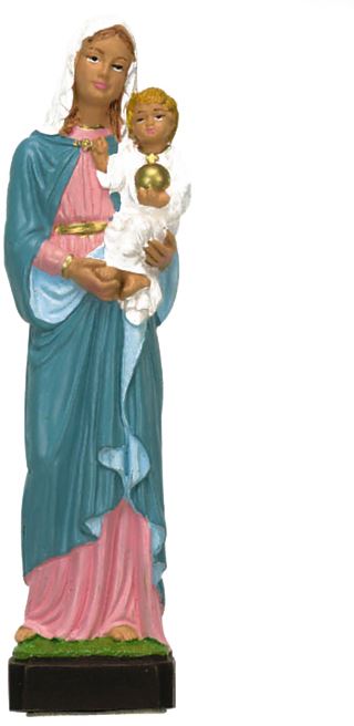 statua da esterno della madonna con bambino in materiale infrangibile, dipinta a mano, da circa 16 cm