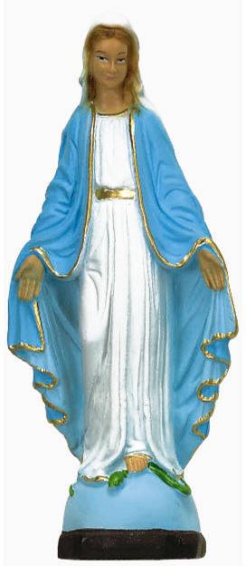 statua da esterno della madonna della medaglia miracolosa in materiale infrangibile, dipinta a mano, da circa 16 cm