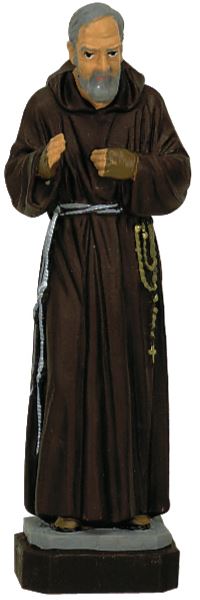 statua da esterno di padre pio in materiale infrangibile, dipinta a mano, da circa 16 cm