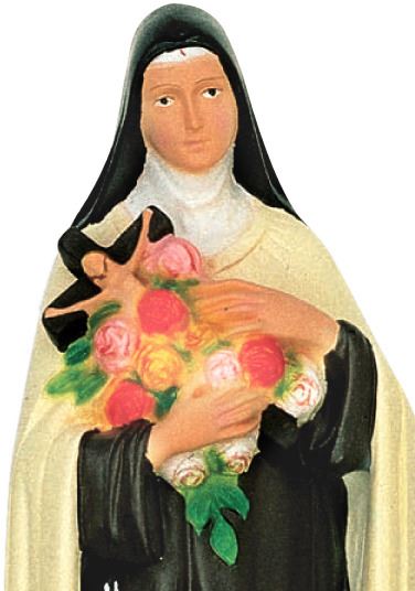 statua da esterno di santa teresa in materiale infrangibile, dipinta a mano, da circa 20 cm