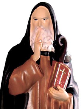 statua da esterno di s. antonio abate in materiale infrangibile, dipinta a mano, da circa 30 cm
