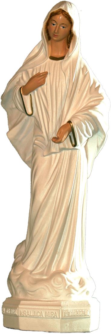 statua da esterno della madonna di medjugorje in materiale infrangibile, dipinta a mano, da circa 30 cm