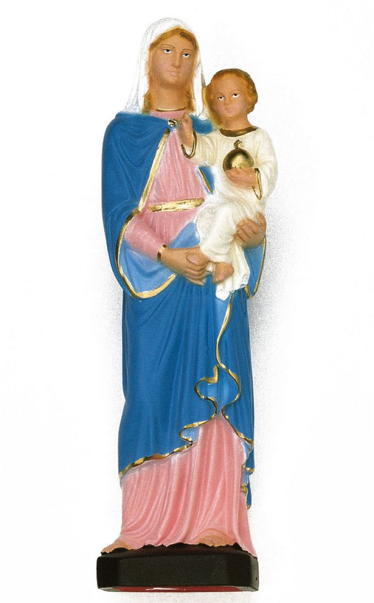 statua da esterno della madonna con bambino in materiale infrangibile, dipinta a mano, da circa 30 cm