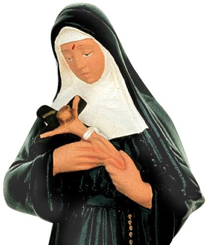 statua da esterno di santa rita da cascia in materiale infrangibile, dipinta a mano, da circa 30 cm