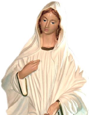 statua da esterno della madonna di medjugorje in materiale infrangibile, dipinta a mano, da circa 40 cm