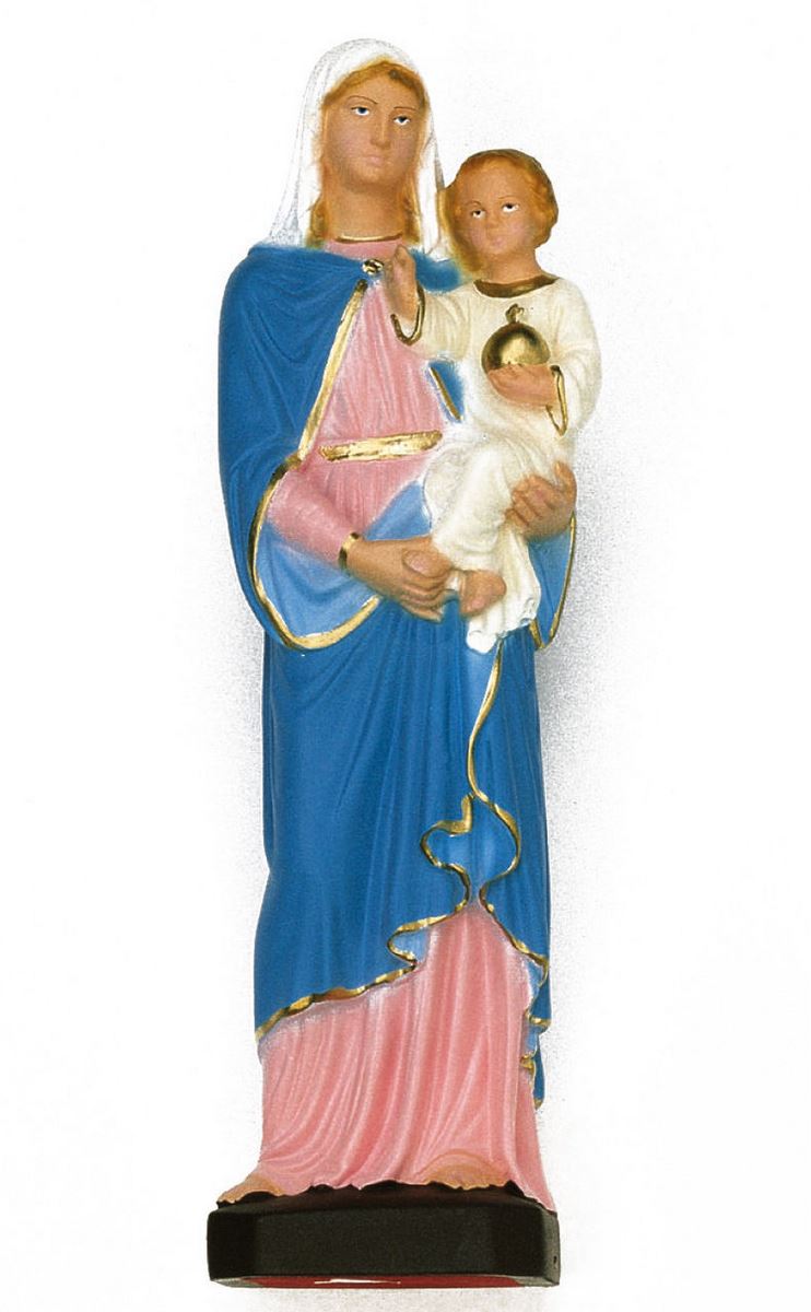 statua da esterno della madonna con bambino in materiale infrangibile, dipinta a mano, da circa 40 cm