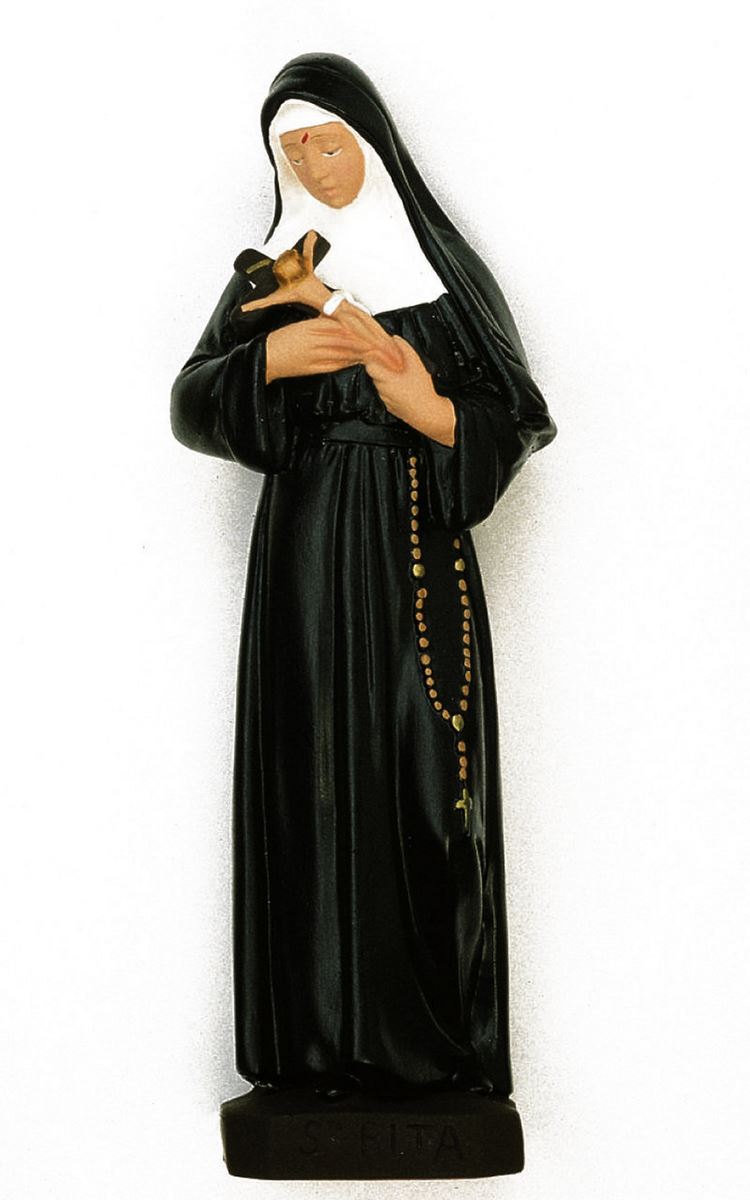 statua da esterno di santa rita da cascia in materiale infrangibile, dipinta a mano, da circa 40 cm