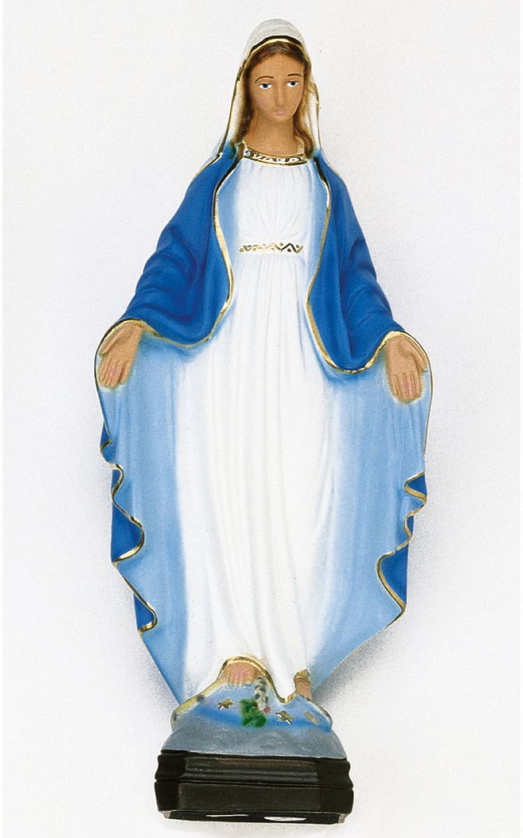 statua da esterno della madonna della medaglia miracolosa in materiale infrangibile, dipinta a mano, da 50 cm