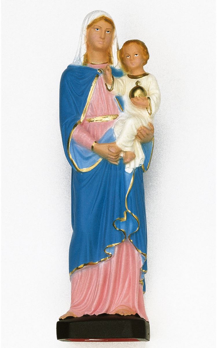 statua da esterno della madonna con bambino in materiale infrangibile, dipinta a mano, da 60 cm
