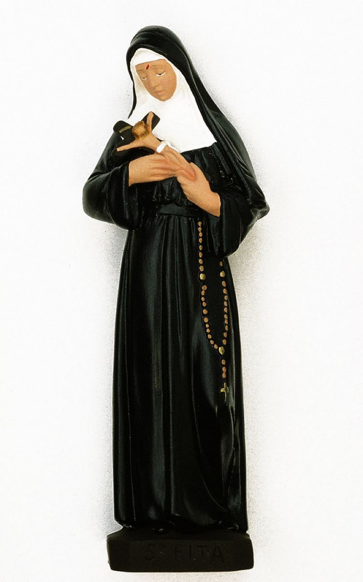 statua da esterno di santa rita da cascia in materiale infrangibile, dipinta a mano, da 60 cm