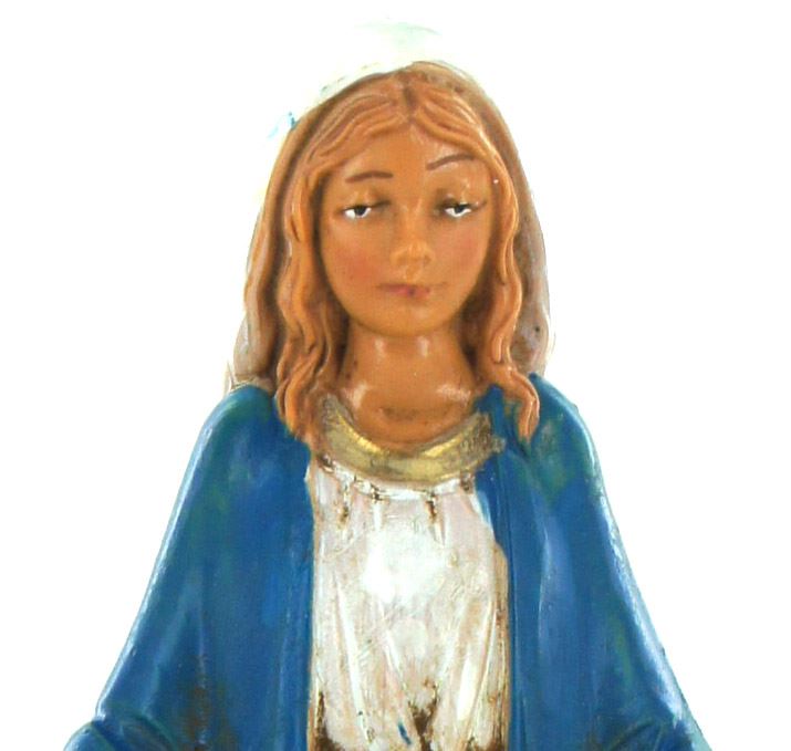 stock: statua madonna miracolosa in plastica/pvc effetto legno dipinta a mano - 12 cm