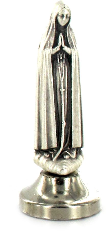 statuetta madonna di fatima in metallo argentato con calamita - 5 cm