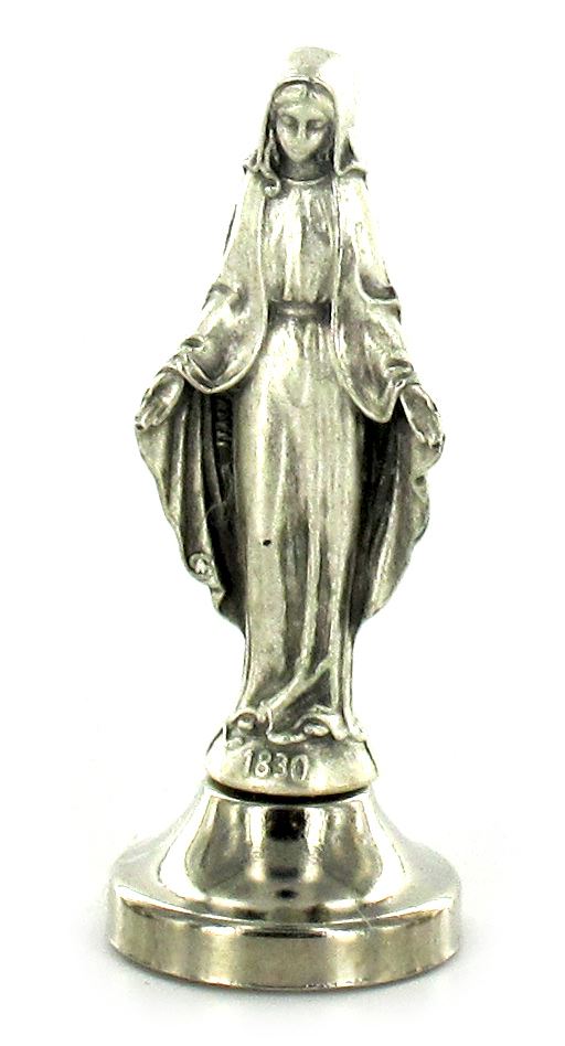 statuetta madonna miracolosa in metallo argentato con calamita - 5 cm