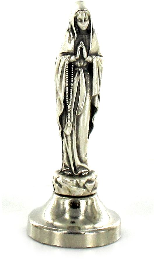 statuetta madonna di lourdes in metallo argentato con calamita - 5 cm