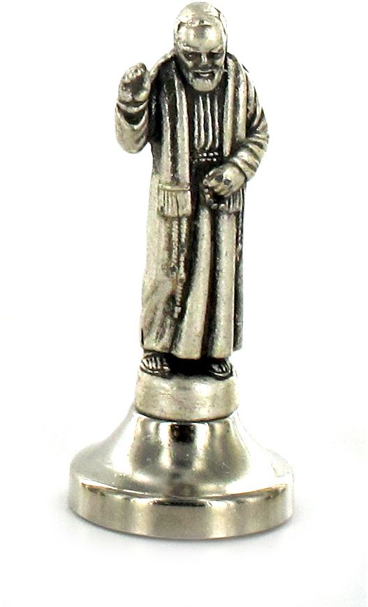 statuetta padre pio in metallo argentato con calamita - 5 cm