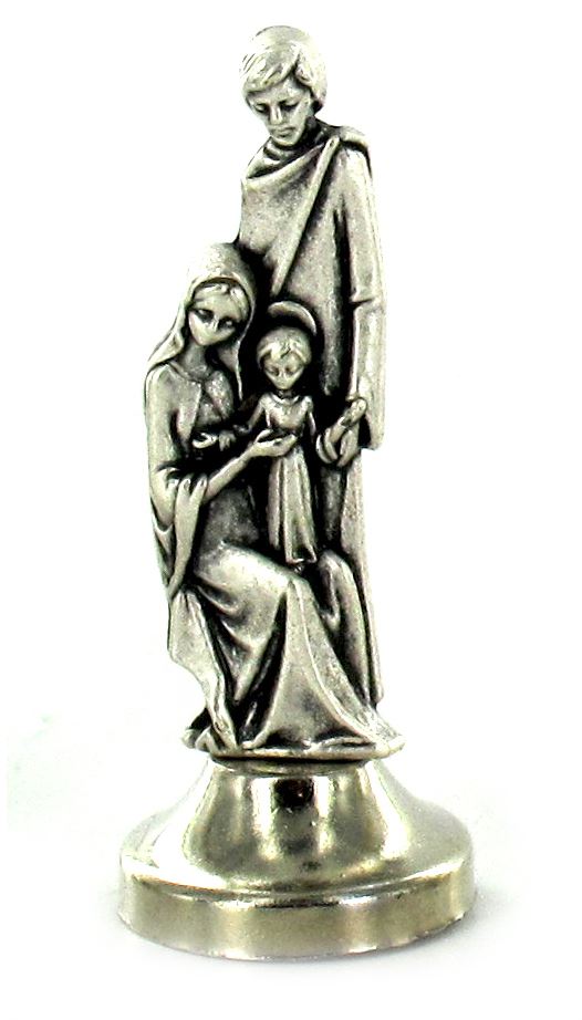 statuetta sacra famiglia in metallo argentato con calamita - 5 cm