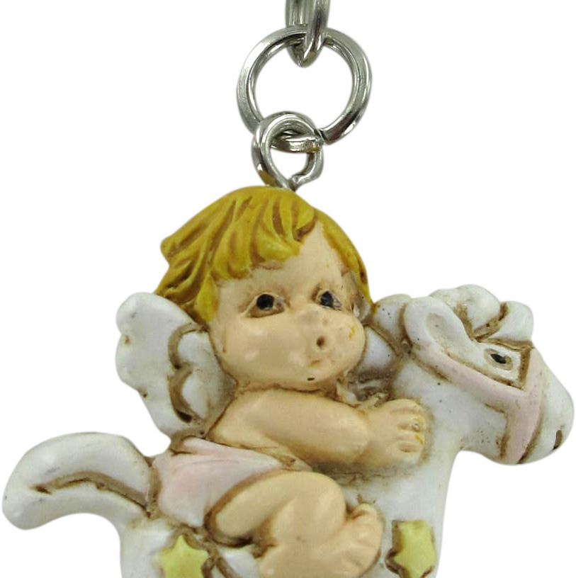 portachiavi angelo dondolo in resina cm 3,5 rosa
