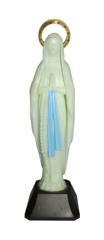statua madonna di lourdes, plastica fosforescente, si illumina al buio, 10 centimetri circa