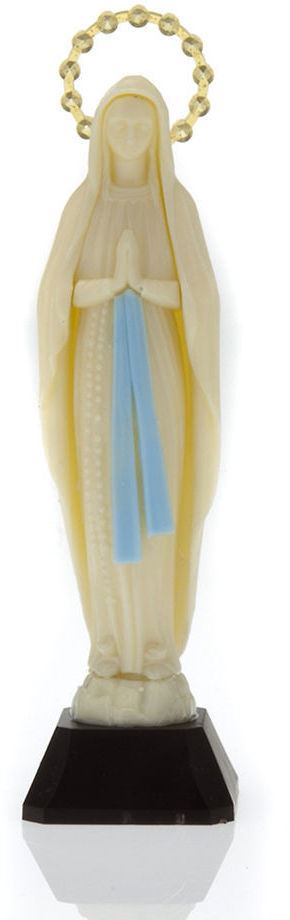 statua madonna di lourdes, plastica fosforescente, si illumina al buio, 20 centimetri circa