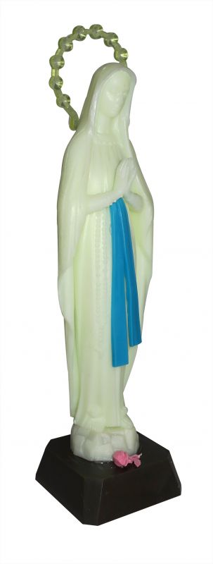 statua madonna di lourdes, plastica fosforescente, si illumina al buio, 20 centimetri circa