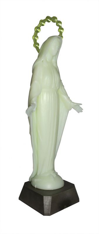 ferrari & arrighetti statua madonna miracolosa, statuetta della santa vergine miracolosa che si illumina al buio, plastica fosforescente, 20 centimetri circa
