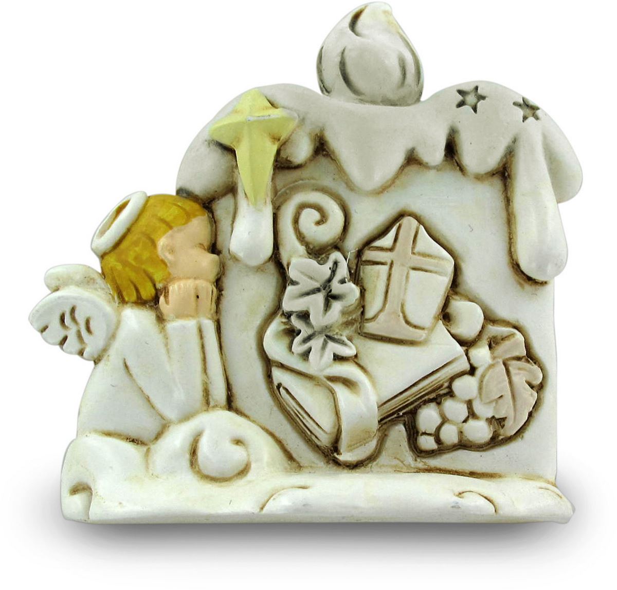 bomboniera cresima bambino/bambina: candela in resina altezza 6,5 cm