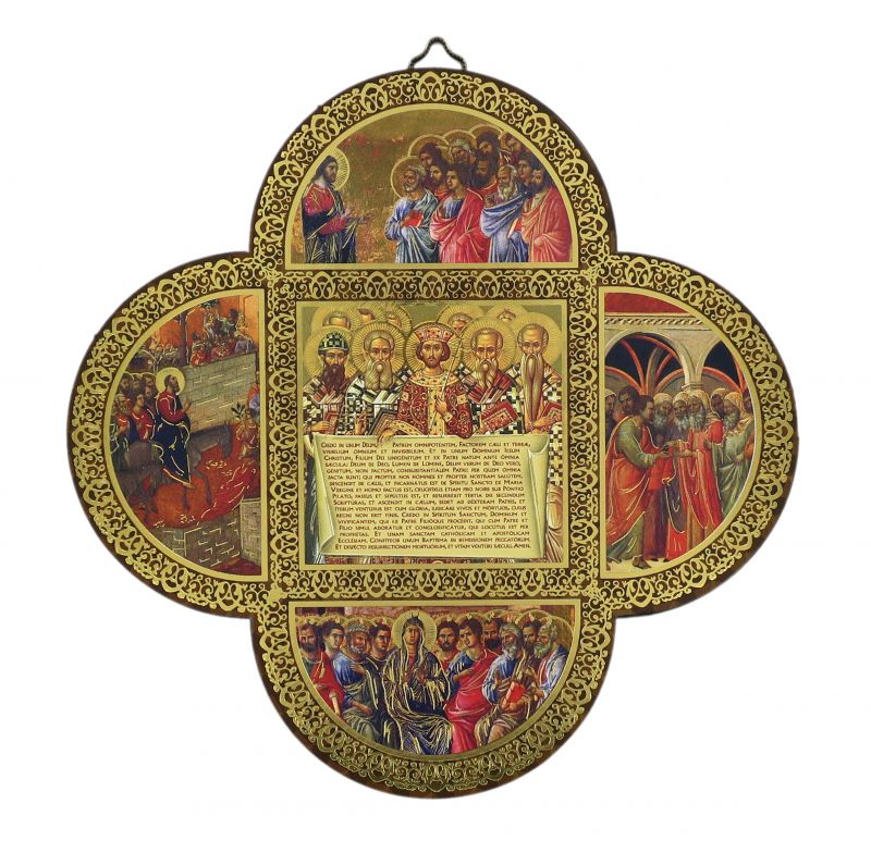 croce i dodici apostoli su legno mdf - cm 18,5 x 18,5 x 1,2