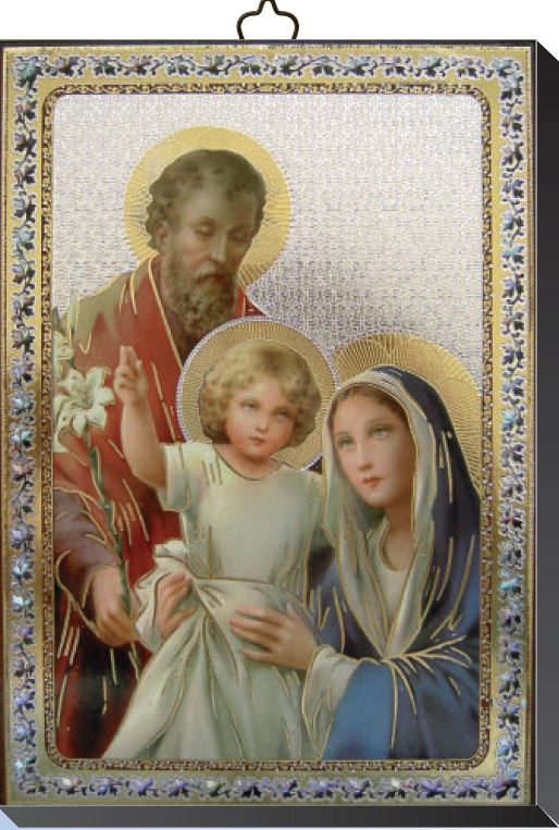 tavola sacra famiglia stampa su legno - 10 x 14 cm