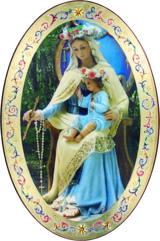 icona madonna di fréchou stampa su legno ovale - 20 x 30 cm