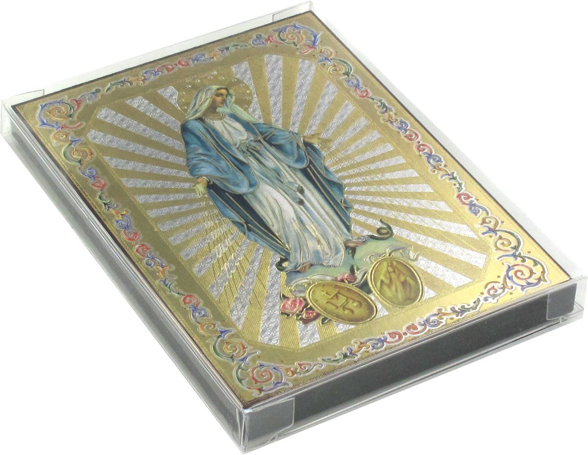 tavola madonna miracolosa stampa su legno - 10 x 14 cm