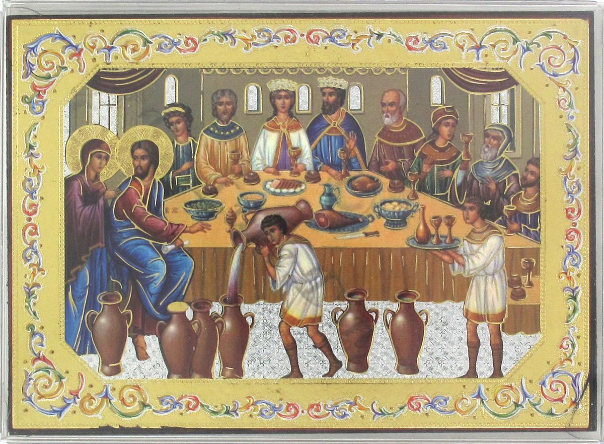 icona nozze di cana greca - 10 x 14 cm