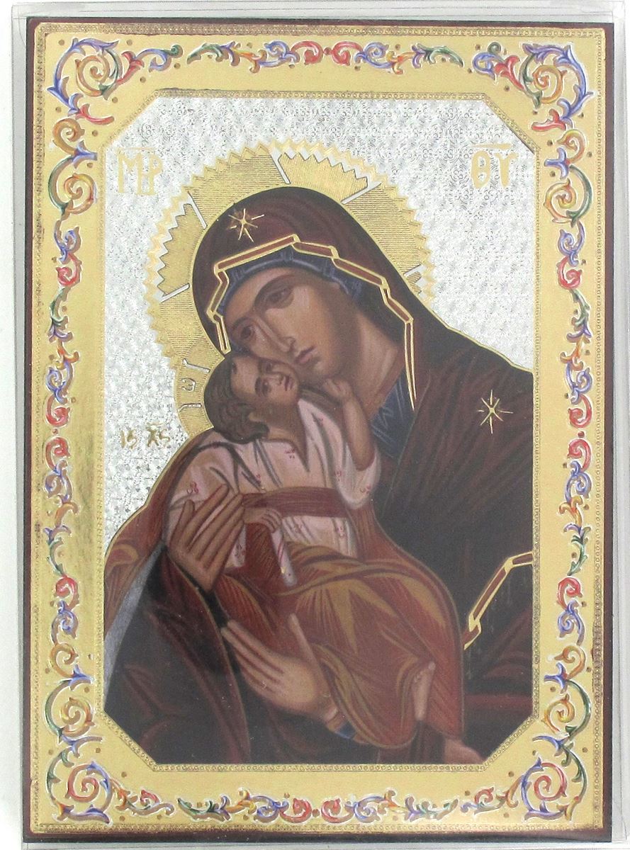 icona madonna della tenerezza stampa su legno - 10 x 14 cm