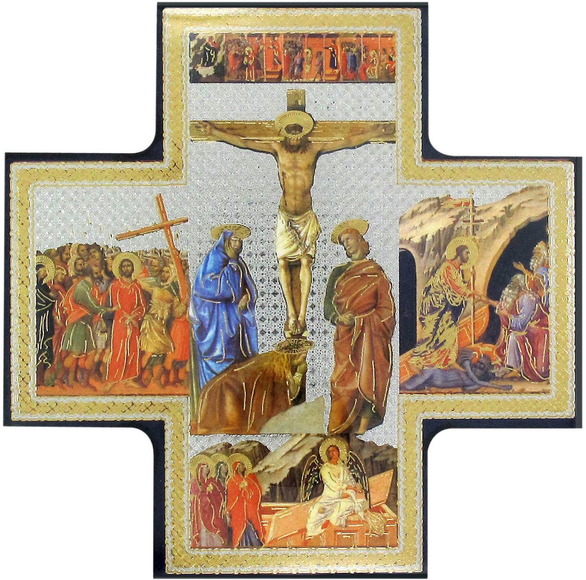 croce icona crocifissione stampa su legno - 15 x 15 cm
