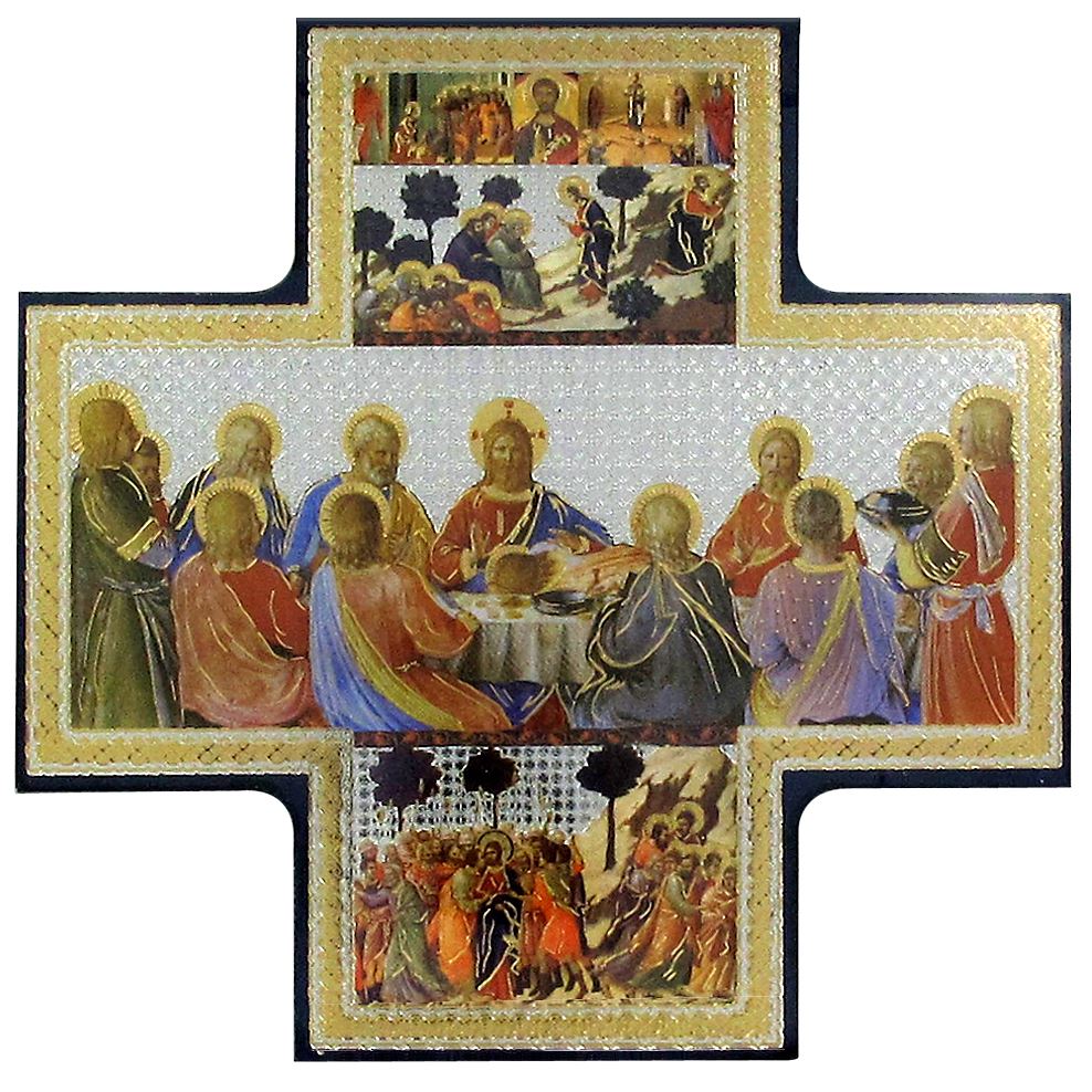 bomboniera comunione bambina e bambino: croce icona ultima cena da parete - 15 x 15 cm