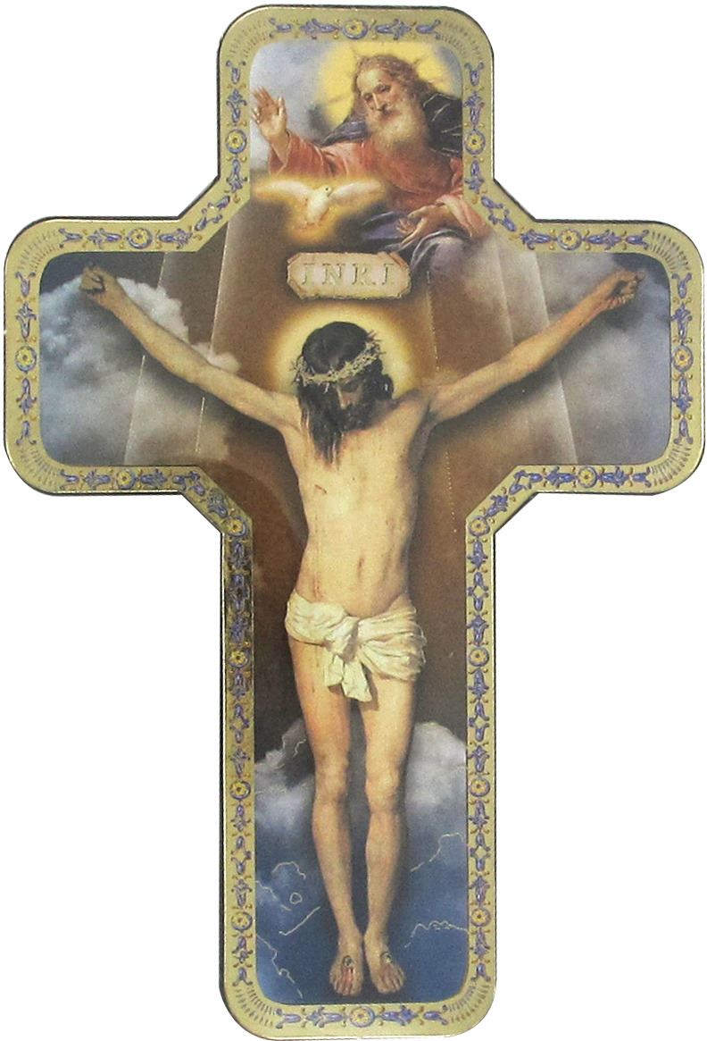 croce icona dio padre stampa su legno - 12 x 18 cm