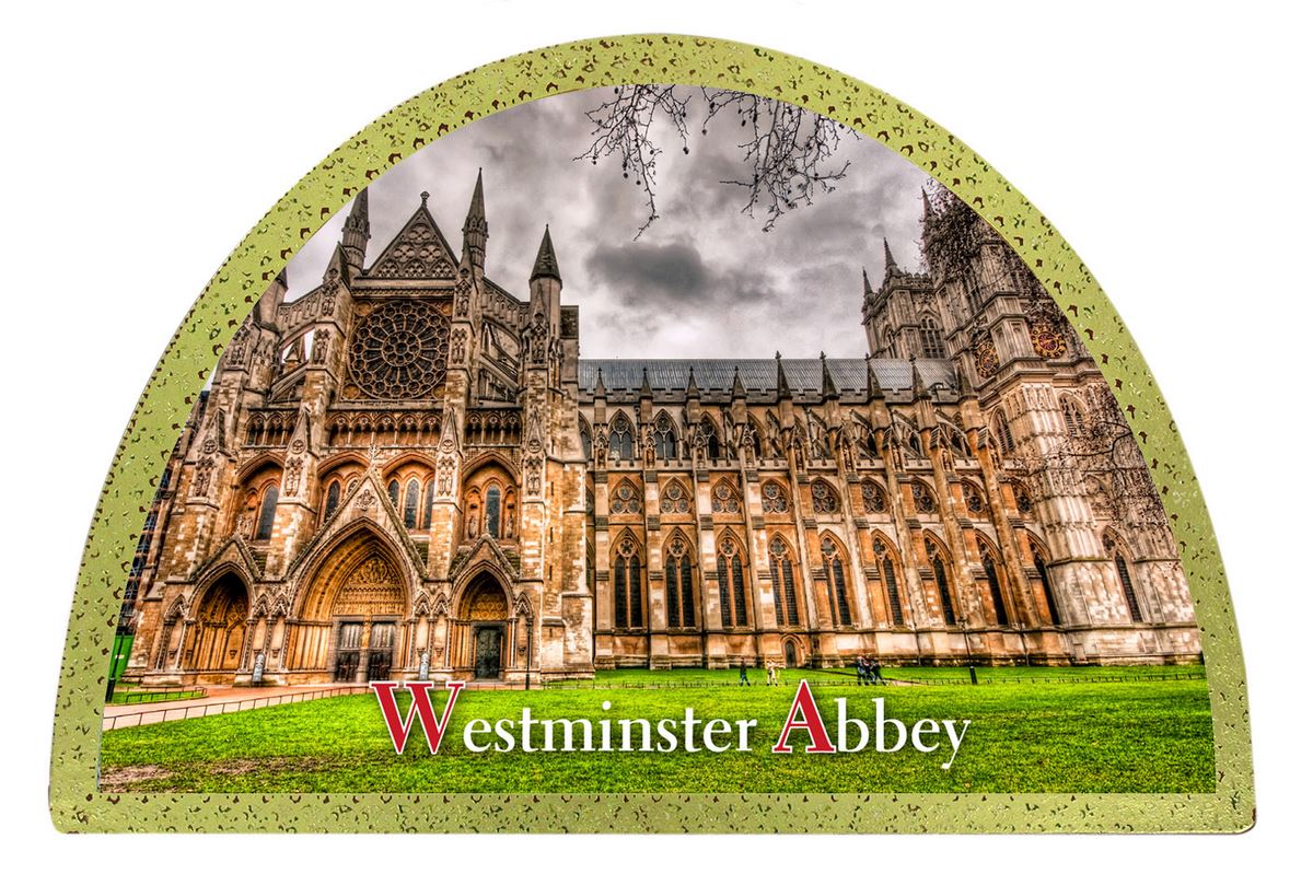 tavola abbazia westminster stampa su legno ad arco - 18 x 12 cm 