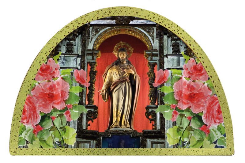 tavola catedral de malaga stampa su legno ad arco - 18 x 12 cm