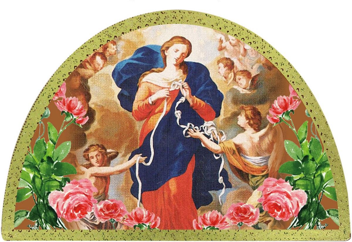 Immagini Madonna Che Scioglie I Nodi Tavola madonna che scioglie i nodi stampa su legno ad arco - 18 x 12 cm
