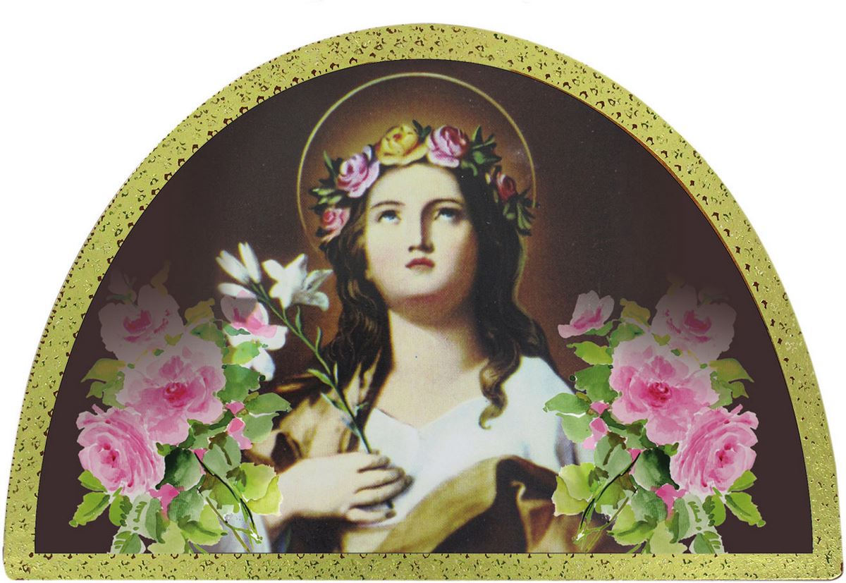 tavola santa rosalía stampa su legno ad arco - 18 x 12 cm