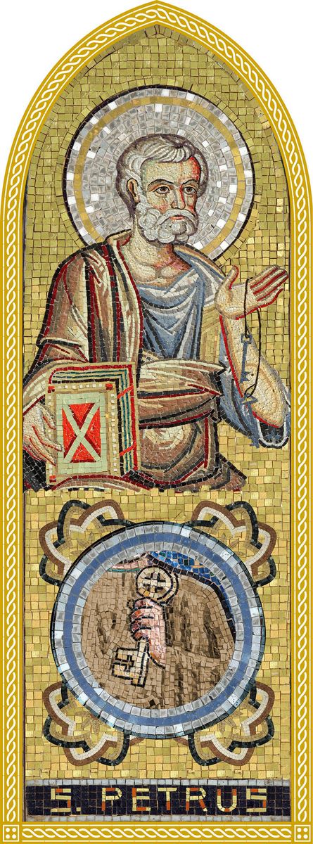 quadro apostolo san pietro in legno a cuspide - 10 x 27 cm